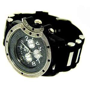  New Mens Black Iced out bling hip hop wrist watch: Jewelry