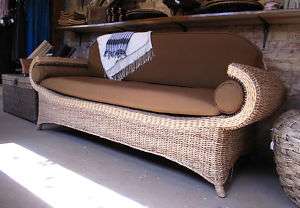 Banana Leaf Woven Couch Sofa & Mocha Brown Cushion Bali  