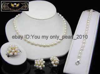 MPGenuine Cultured 5.5 6MM AAA+white pearl jewelry set  