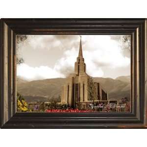  LDS Oquirrh Mountain Temple 3 24x18 Single Frame   Framed 
