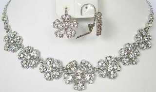 n316 White Swarovski Crystal Necklace Choker Set  