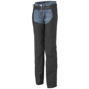 River Road Cinder Matte Black Leather Motorcycle Chaps (Mens & Womens 