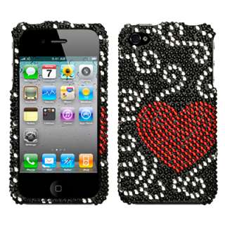 BLING SnapOn Cover Case FOR Apple IPHONE 4 4G Heart RC  