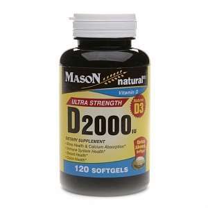  Mason Natural Vitamin D3, 2000 IU, Softgels, 120 ea 