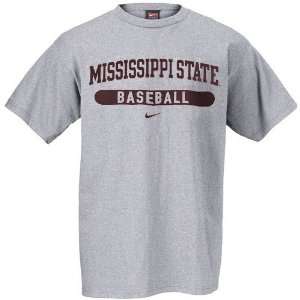  Nike Mississippi State Bulldogs Ash Baseball T shirt 