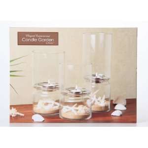  Elegant Expressions S/3 9H Glass Beach Candle Garden w 