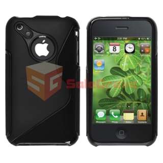 BLACK S Shape TPU Hard Gel Soft Rubber Skin Case Cover for iPhone 3 G 