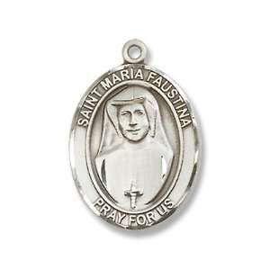 St. Maria Faustina Sterling Silver Medal with 18 Sterling Chain 