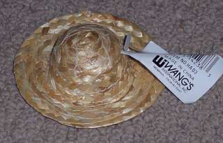 small straw round top craft hat,3 dia,dolls,pins,NWT  