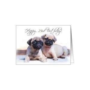  Happy 23rd Birthday, Pug Puppies Card: Toys & Games