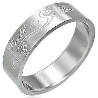 Stainless Steel Love Heart Promise Ring  Free Engraving  