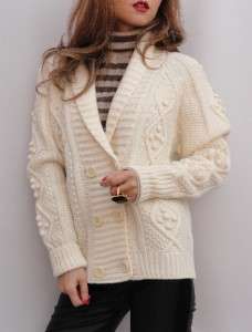 BN See By Chloe Cream White Wool Hand Knit Cardigan Top Blazer UK8 40 