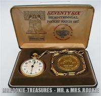 Vintage Bradley 1776  1976 Bicentennial Mechanical Pocket Watch Set 