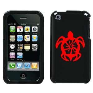  APPLE IPHONE 3G 3GS RED TURTLE ON A BLACK HARD CASE COVER 