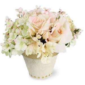   Floral Large Cream/Pink Mixed Floral Silk Flower Pot: Home & Kitchen
