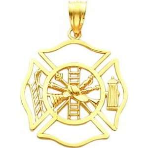  14K Gold Firefighter Shield Charm Jewelry