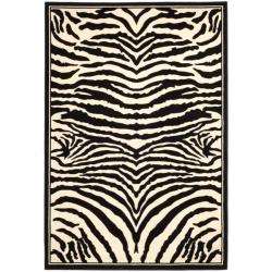 Lyndhurst Collection Zebra Black/ White Rug (9 x 12)  Overstock
