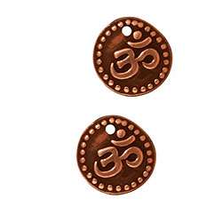 Copperplated Pewter Om/ Ohm/ Aum Charms (Set of 2)  Overstock