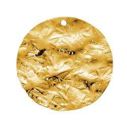   Goldplated Pewter Flat 27 mm Round Textured Disc Pendants (Pack of 2