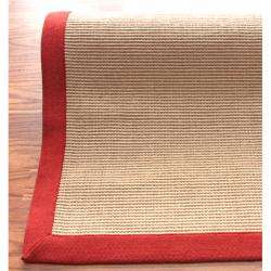   Natural Fiber Red Cotton Border Jute Rug (8 x 10)  Overstock