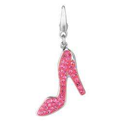 Sterling Silver Pink Crystal High Heel Shoe Charm  