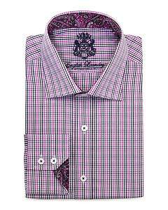 English Laundry Small Check Button Down Shirt, Purple/Black  