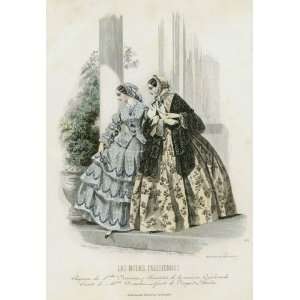  Paris Fashions   1853 Antique Lithographed Print
