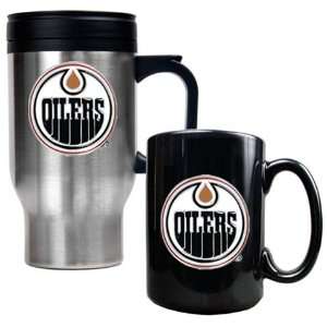  Edmonton Oilers Coffee Cup & Travel Mug Gift Set: Sports 