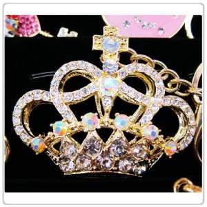  1x Crystal Rhinestone Clear Crown Keychain/Necklace/Purse 