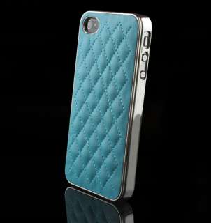 New Deluxe Leather Chrome Back Case Cover Skin for Apple iPhone 4S 4 