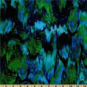  44 Wide Silk Crepe De Chine Rainforest Blue/Green Fabric 