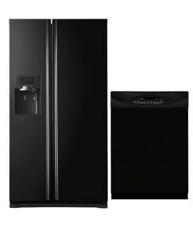 Appliance Art Black Refrigerator and Dishwasher Combo (SXS)  