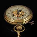   Steampunk Copper Brass Gold Mechanical Pocket Watch Colck Rome Chain