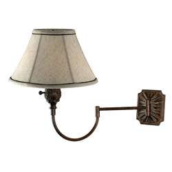 Dark Wood Finish Swing Arm Wall mount Lamp  