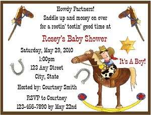 Personalized Cowboy/Western Baby Shower Invitations  
