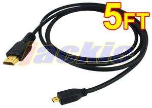 5ft Micro HDMI to HDMI Male Adapter Cable For BlackBerry PlayBook 16GB 