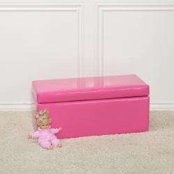 Pink Patent Leather Bench Storage Ottoman  Overstock