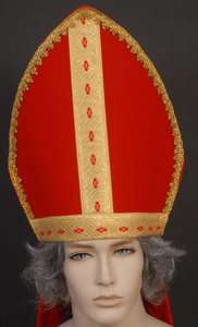 HAT   POPE Mitre Bishop Cardinal   Red / Gold   Religious Costume 