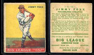 1933 Goudey JIMMY FOXX #154 Athletics VG  