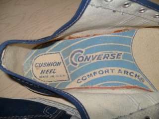   60s Converse Blue Label Canvas Shoes 10 Extra Stitch Chuck Taylor Blue