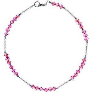   Pink Glass Bugle Ankle Bracelet MADE WITH SWAROVSKI ELEMENTS Jewelry