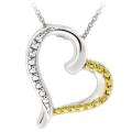Two tone Sterling Silver Yellow Diamond Accent Heart Necklace