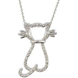 Sterling Silver 1/10ct TDW Diamond Cat Necklace  Overstock