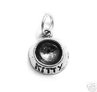 sterling silver 3D KITTY BOWL charm M2838  