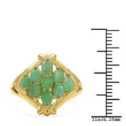   over Sterling Silver Oval cut Emerald Cluster Ring  