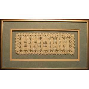  Crocheted Doily of Brown Family Name   Framed & Matted 