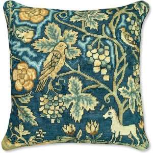  Forest Tapestry Floral Needlepoint Pillow
