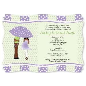 Couples African American   Personalized Baby Shower Invitations With 