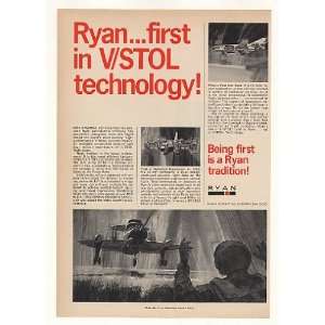  1967 Ryan Vertifan V/STOL Military Aircraft Print Ad 