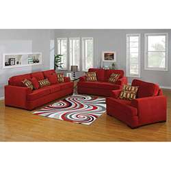 Brooke 2 piece Red Microfiber Sofa and Loveseat Set  